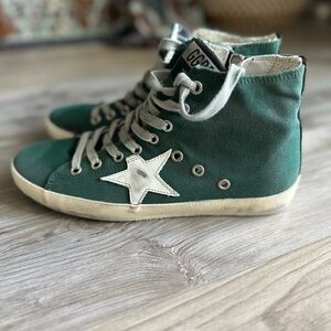 Golden Goose Francy High Top Sneaker in Green/White SZ 38 NIB